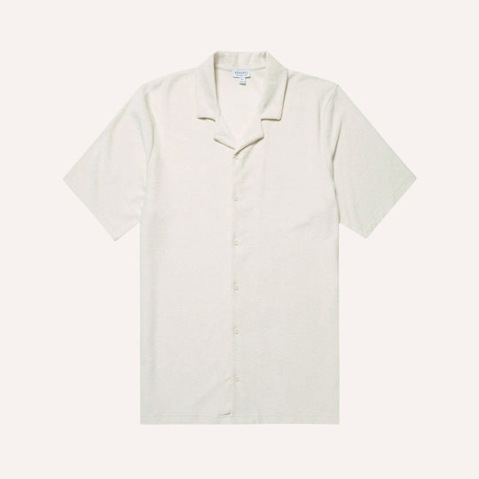 Ecru Towelling Camp Collar Shirt