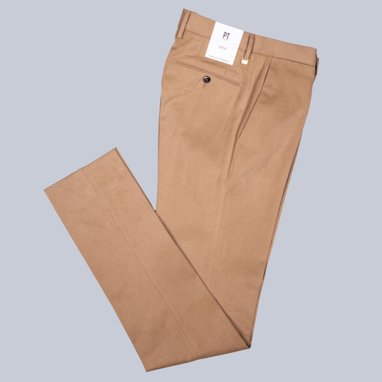 Carmel Brown Washed Cotton Twill Trousers
