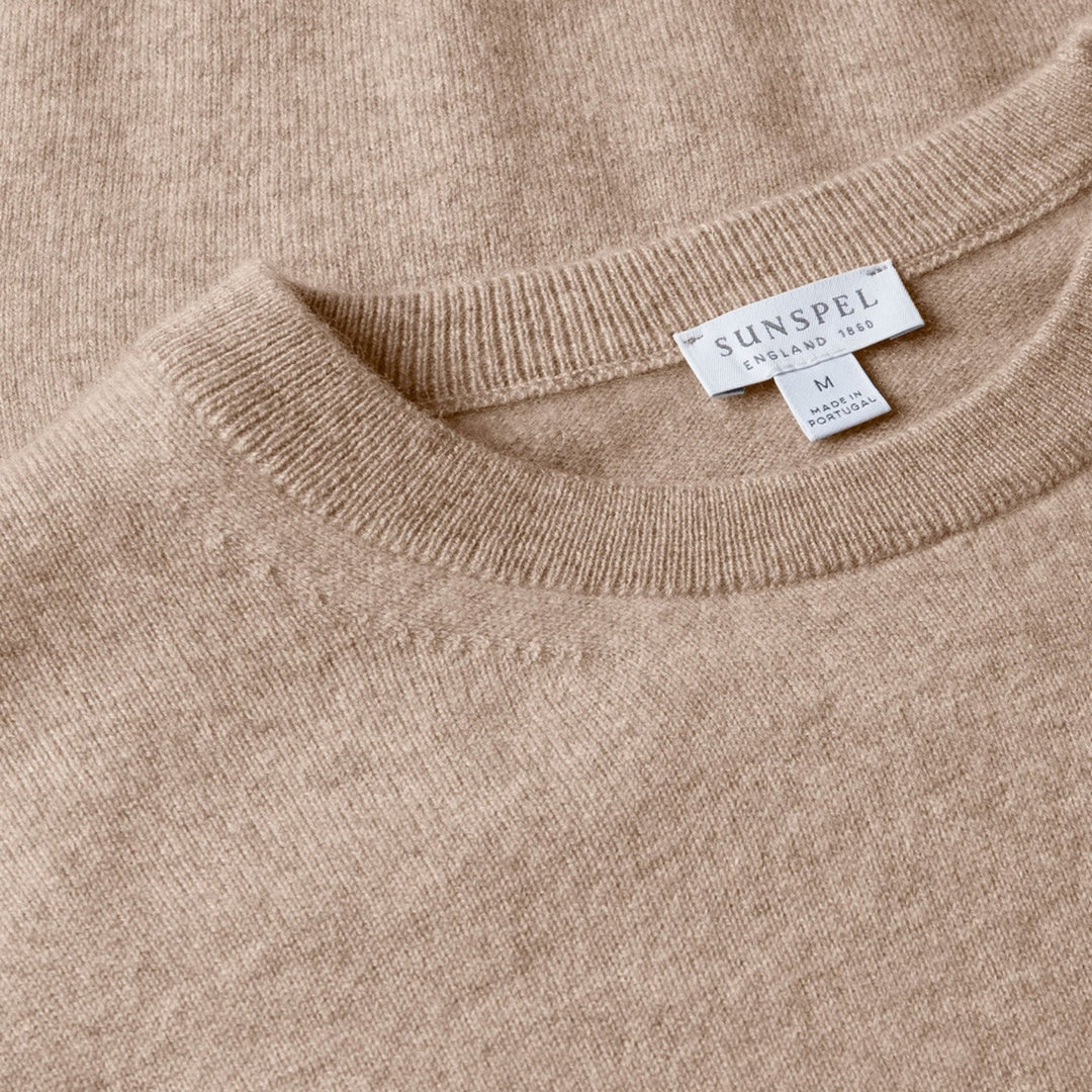 Oatmeal Melange Cashmere Crewneck Sweater