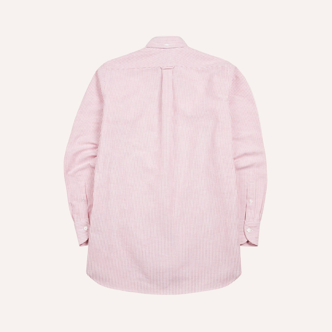 Pink Ticking Stripe Oxford Button Down Shirt - Made in Italy