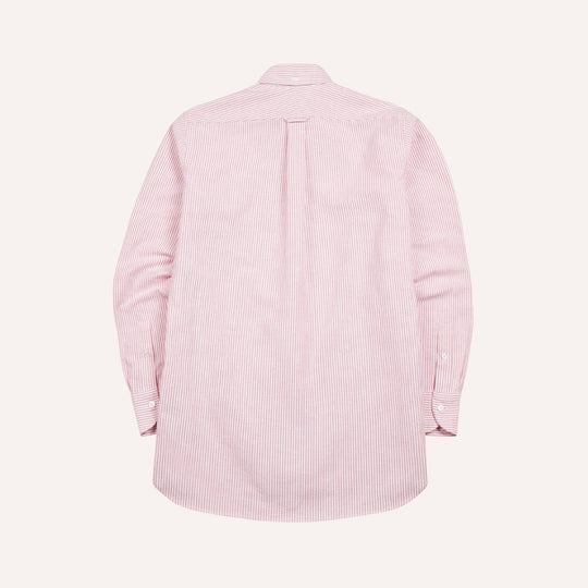 Pink Ticking Stripe Oxford Button Down Shirt - Made in Italy