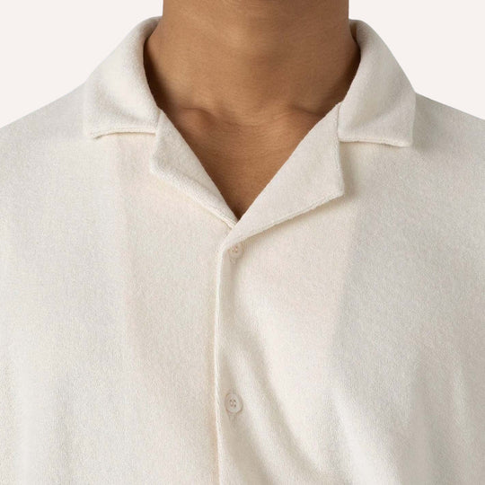 Ecru Towelling Camp Collar Shirt