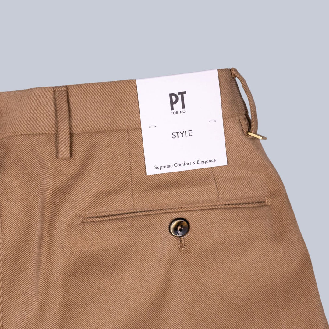 Carmel Brown Washed Cotton Twill Trousers