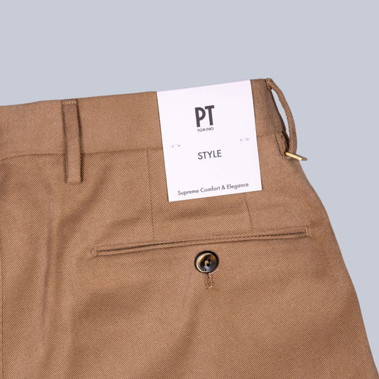 Carmel Brown Washed Cotton Twill Trousers