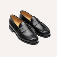 Black Leather Rubber Sole Adonis Loafers