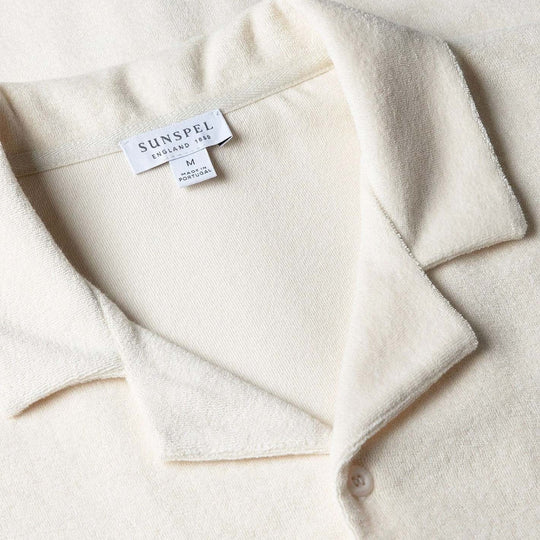 Ecru Towelling Camp Collar Shirt