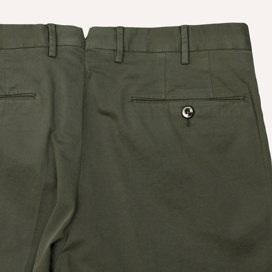 Green Cotton Slim Fit Trousers