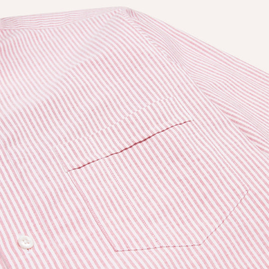Pink Ticking Stripe Oxford Button Down Shirt - Made in Italy