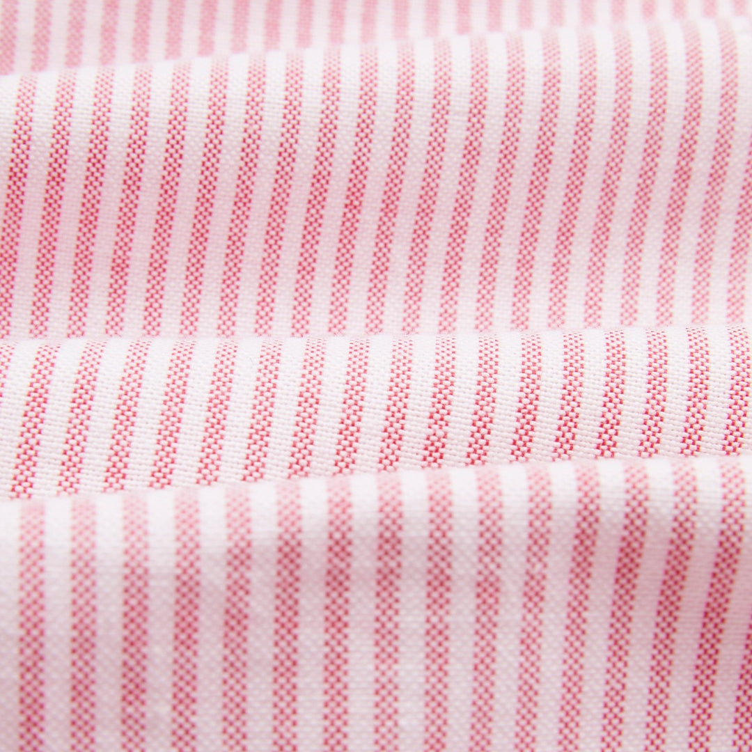 Pink Ticking Stripe Oxford Button Down Shirt - Made in Italy