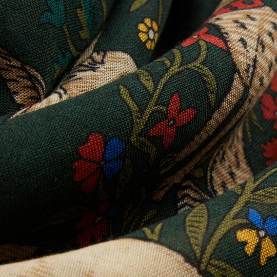 Green Unicorn Garden Wool Silk Square Scarf