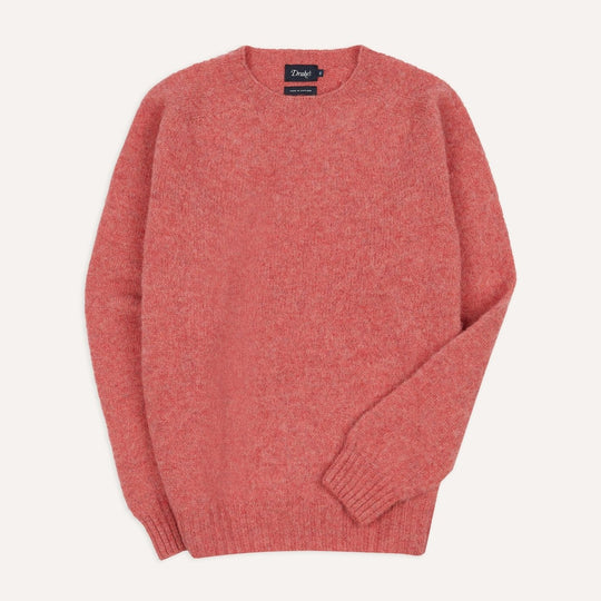 Dusty Rose Brushed Shetland Crew Neck Sweater