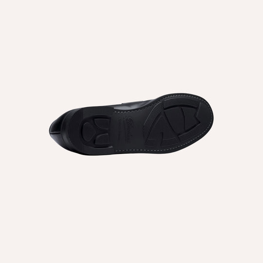 Black Leather Rubber Sole Adonis Loafers