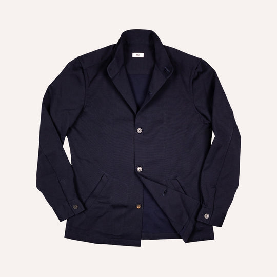 Navy Wool Stretch Mandarin Nehru Jacket