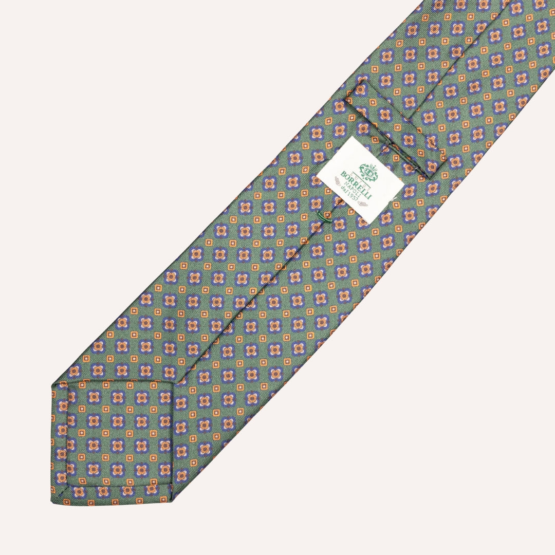 Green Medallion Pattern Silk Tie