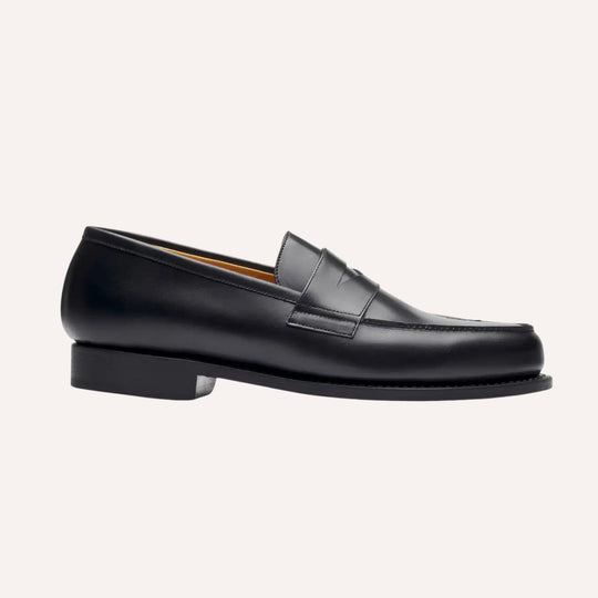 Black Leather Rubber Sole Adonis Loafers