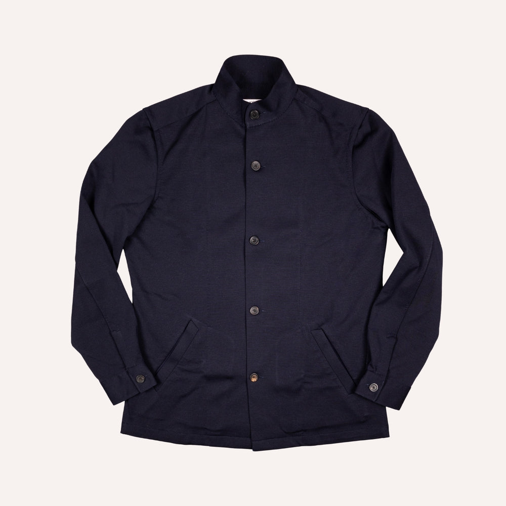 Navy Wool Stretch Mandarin Nehru Jacket