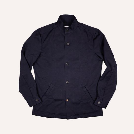 Navy Wool Stretch Mandarin Nehru Jacket