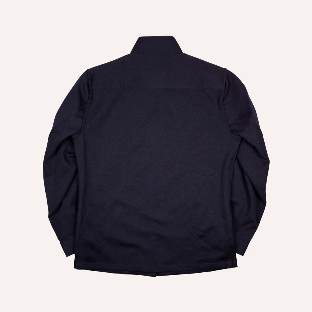 Navy Wool Stretch Mandarin Nehru Jacket