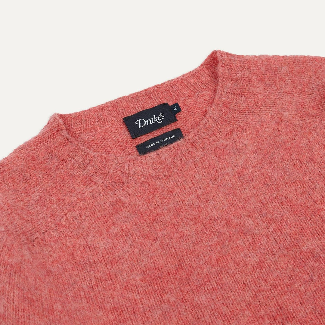 Dusty Rose Brushed Shetland Crew Neck Sweater