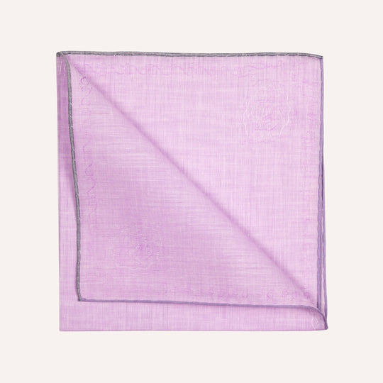 Jacquard Dame Lilac & Grey Edge Cotton Pocket Square