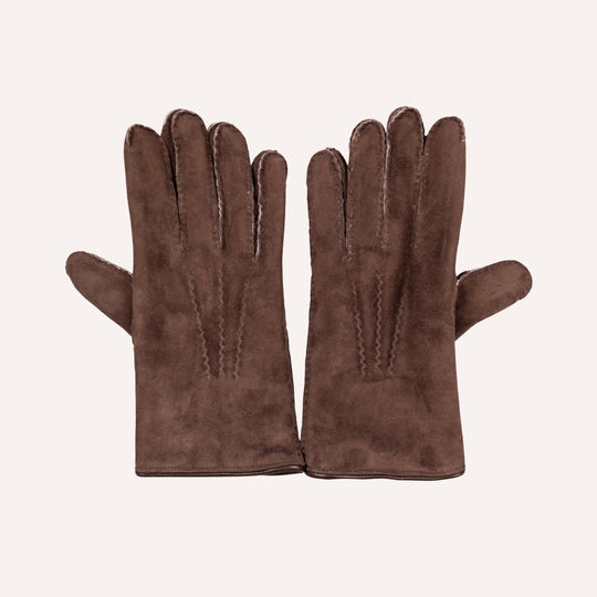 Dark Brown Suede Merino Lined Gloves