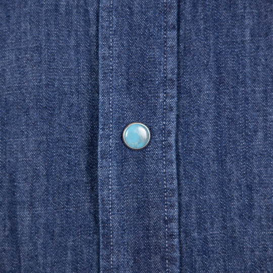 Washed Navy Denim Western Shirt - Slim Fit