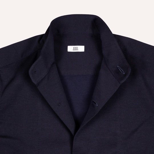 Navy Wool Stretch Mandarin Nehru Jacket