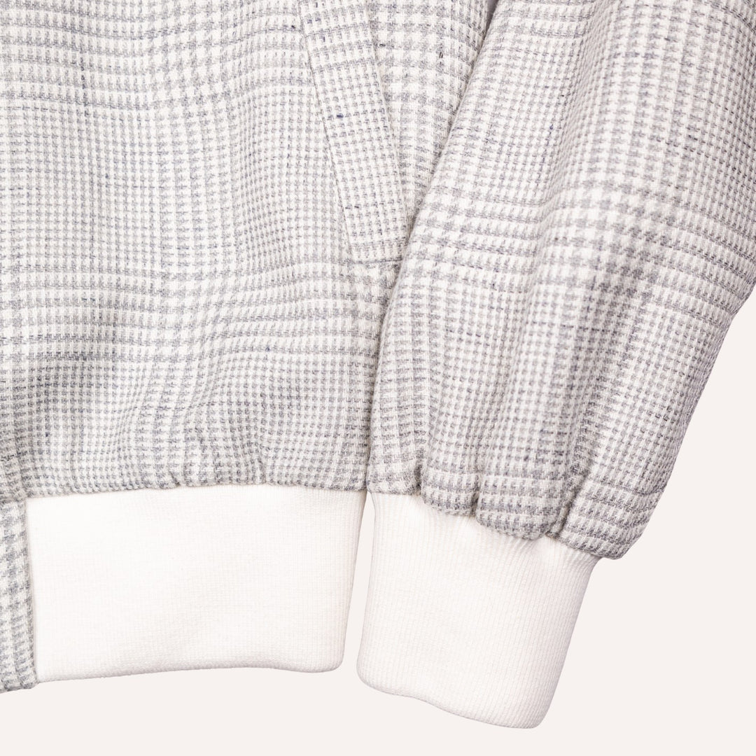 Grey Glencheck Linen Wool Bomber Jacket