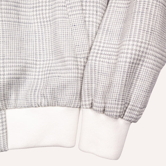 Grey Glencheck Linen Wool Bomber Jacket
