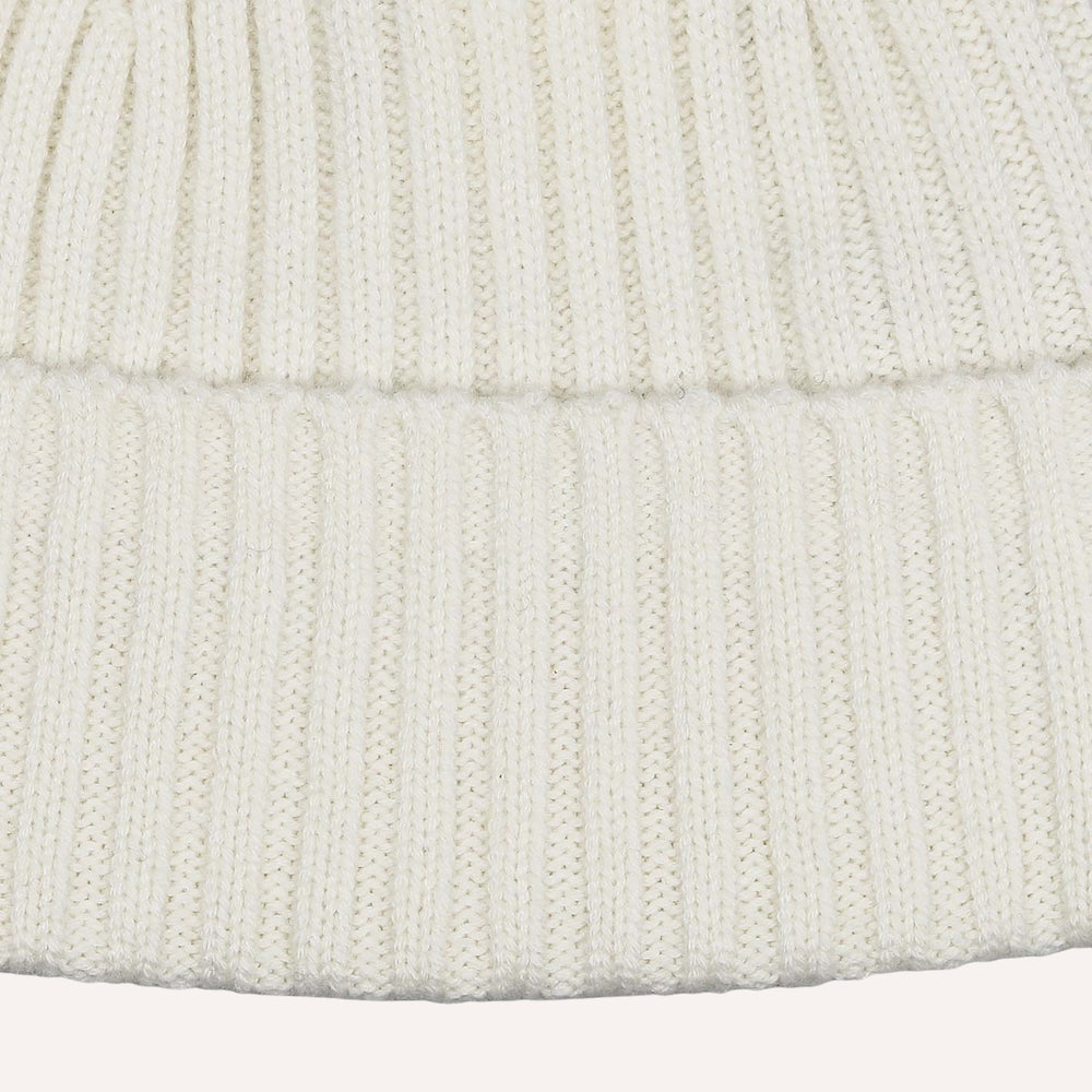 Cream Ribbed Cashmere Beanie