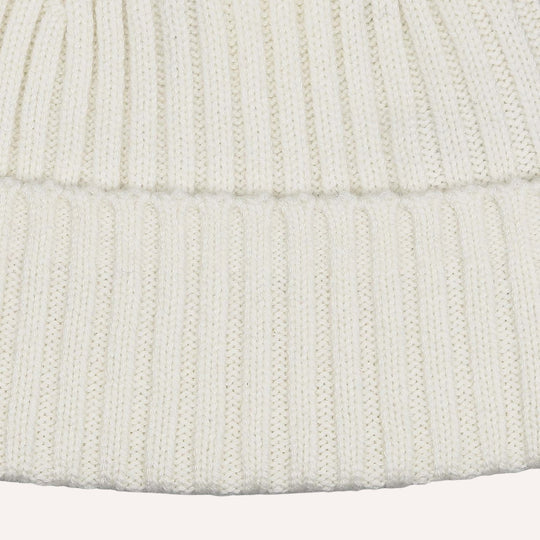Cream Ribbed Cashmere Beanie