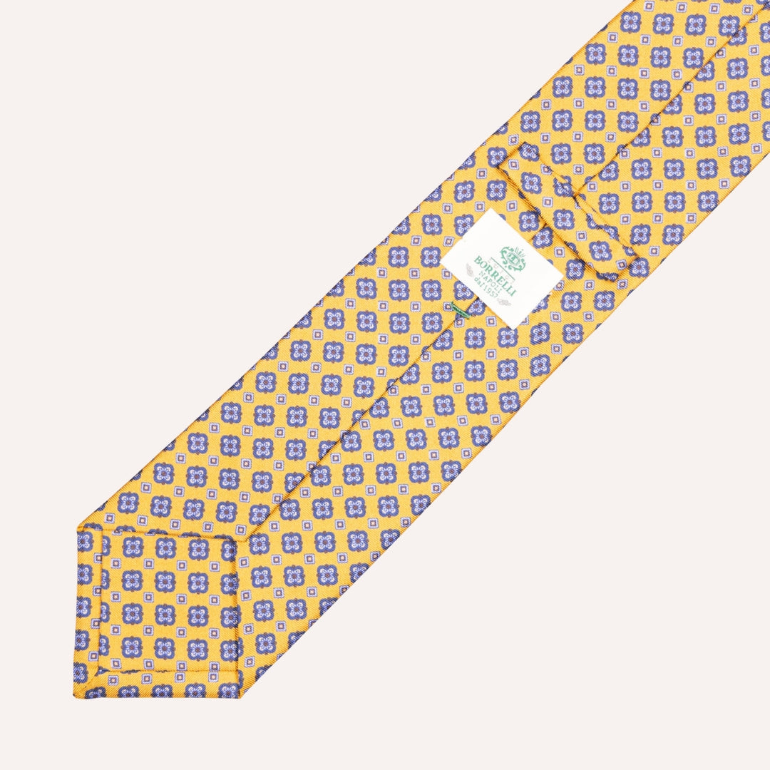 Burnt Yellow Medallion Pattern Silk Tie