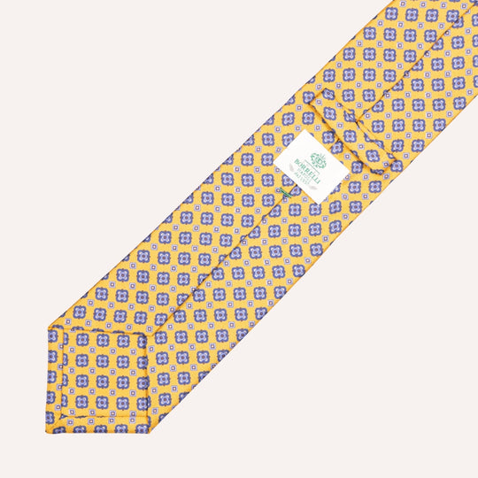 Burnt Yellow Medallion Pattern Silk Tie