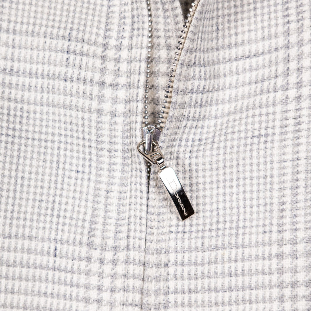 Grey Glencheck Linen Wool Bomber Jacket