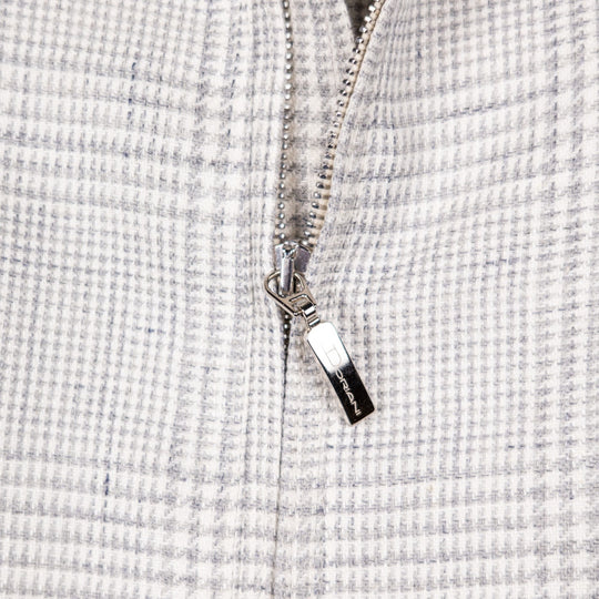 Grey Glencheck Linen Wool Bomber Jacket