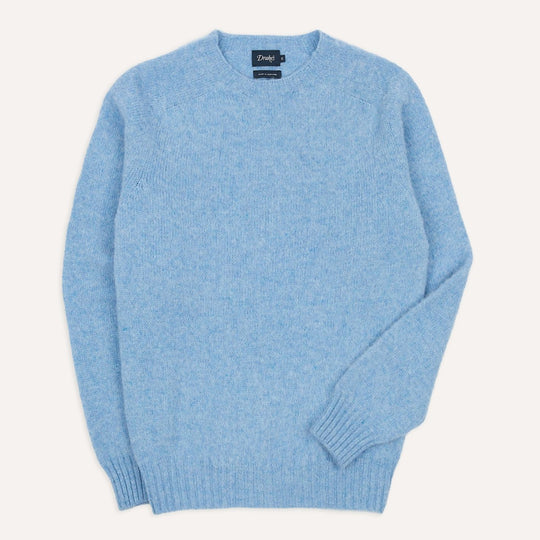 Glacier Blue Brushed Shetland Crew neck Sweater