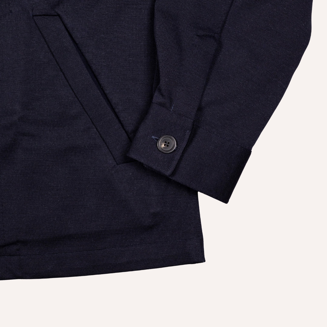 Navy Wool Stretch Mandarin Nehru Jacket