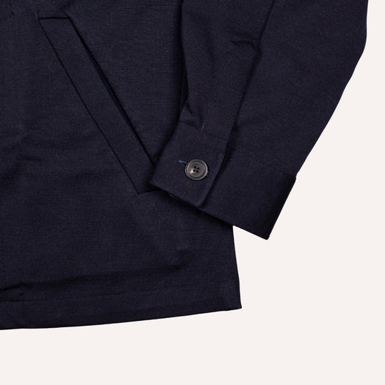 Navy Wool Stretch Mandarin Nehru Jacket