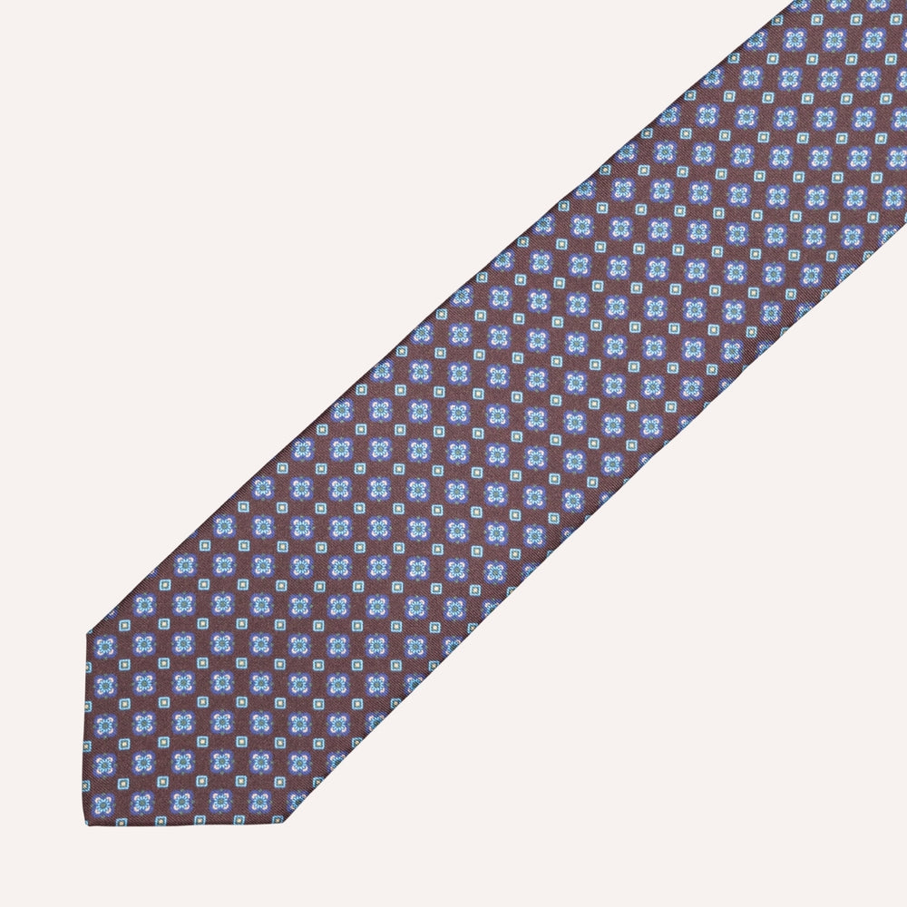 Brown Medallion Pattern Silk Tie