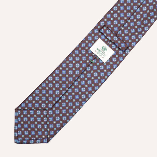 Brown Medallion Pattern Silk Tie