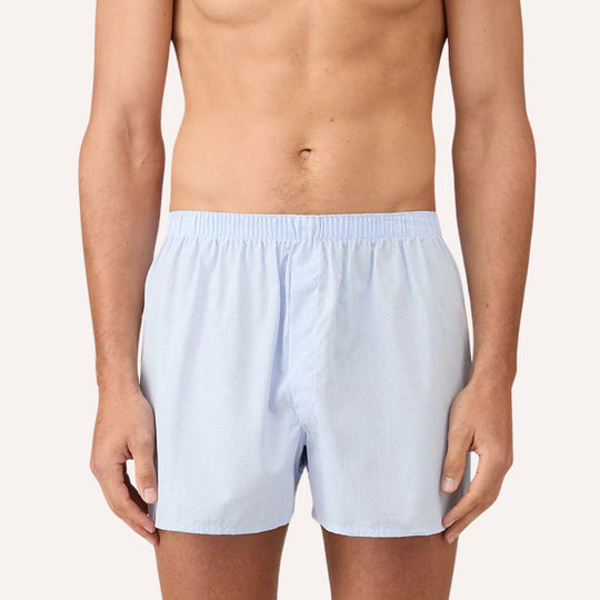 Light Blue Micro Gingham Boxer Shorts