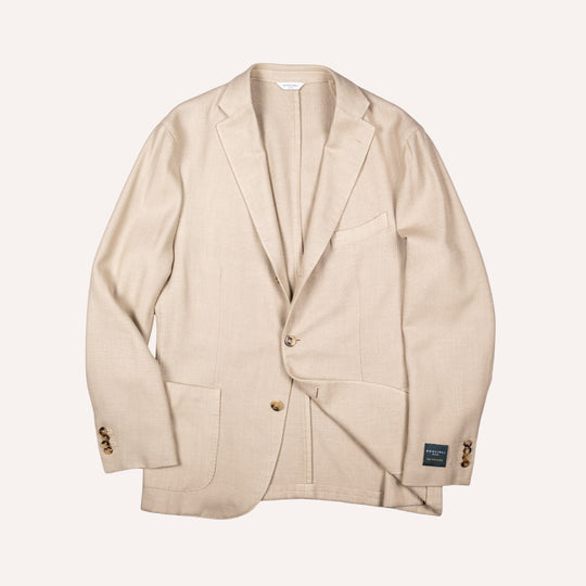Light Beige Wool Silk Linen Twill Blazer