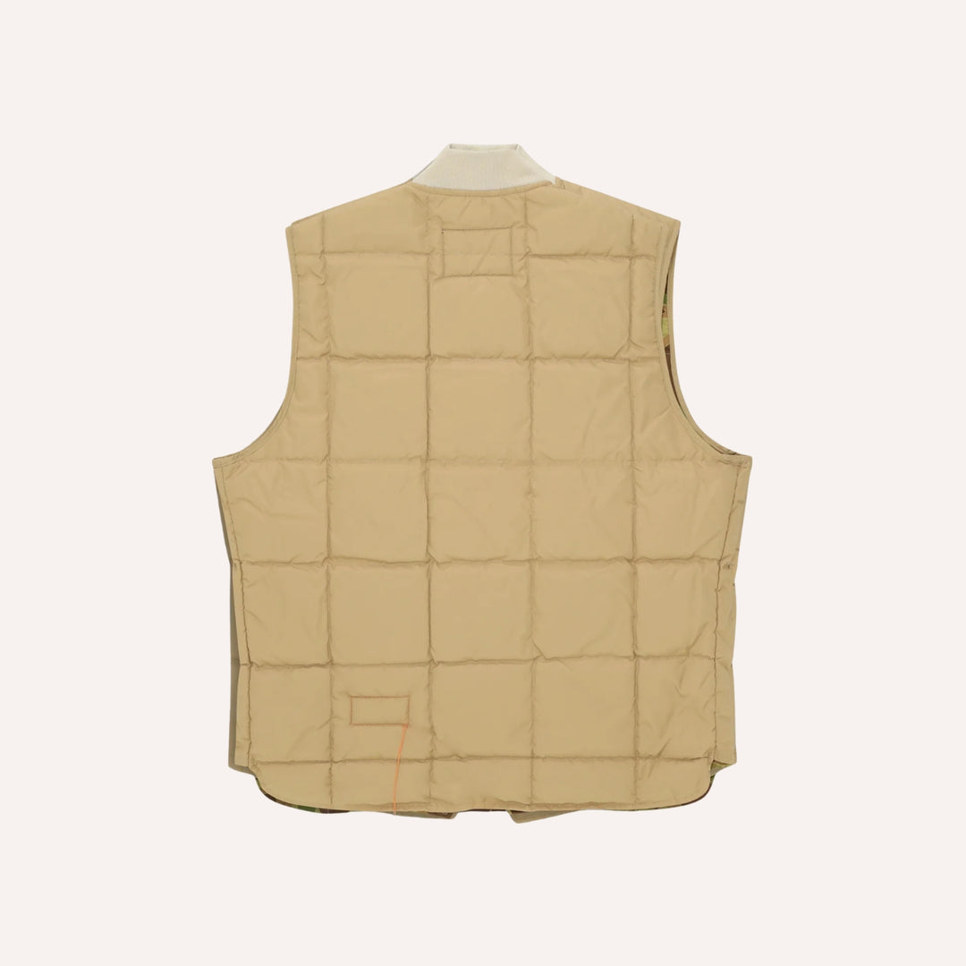 Camel Nylon Vest With Camouflage Lining