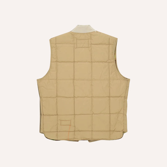 Camel Nylon Vest With Camouflage Lining
