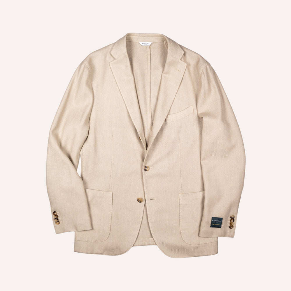 Light Beige Wool Silk Linen Twill Blazer