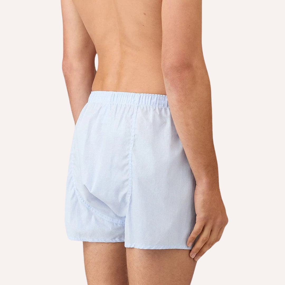Light Blue Micro Gingham Boxer Shorts