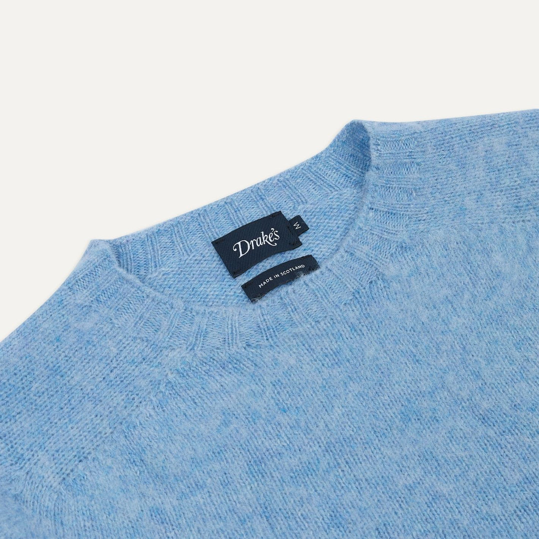 Glacier Blue Brushed Shetland Crew neck Sweater