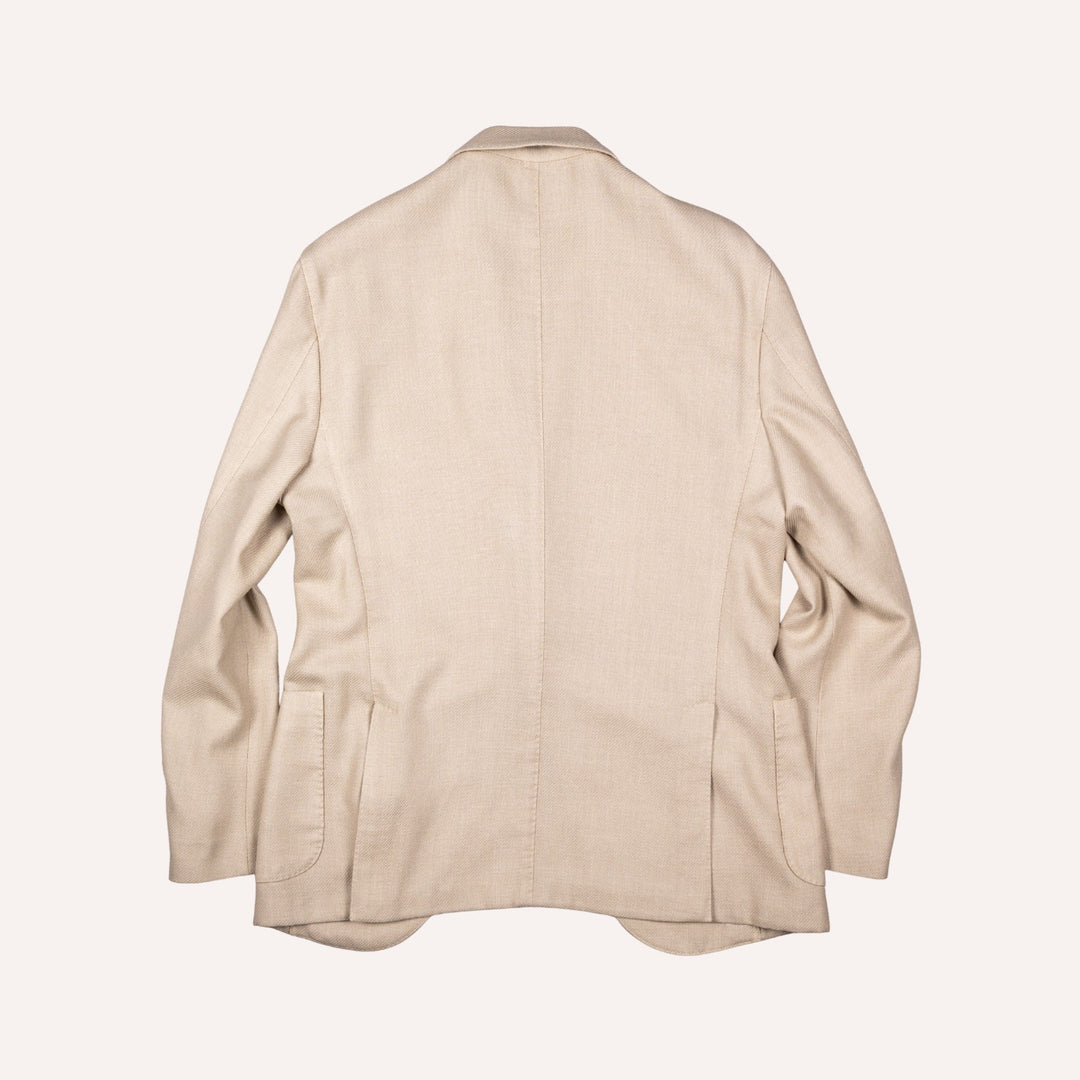 Light Beige Wool Silk Linen Twill Blazer