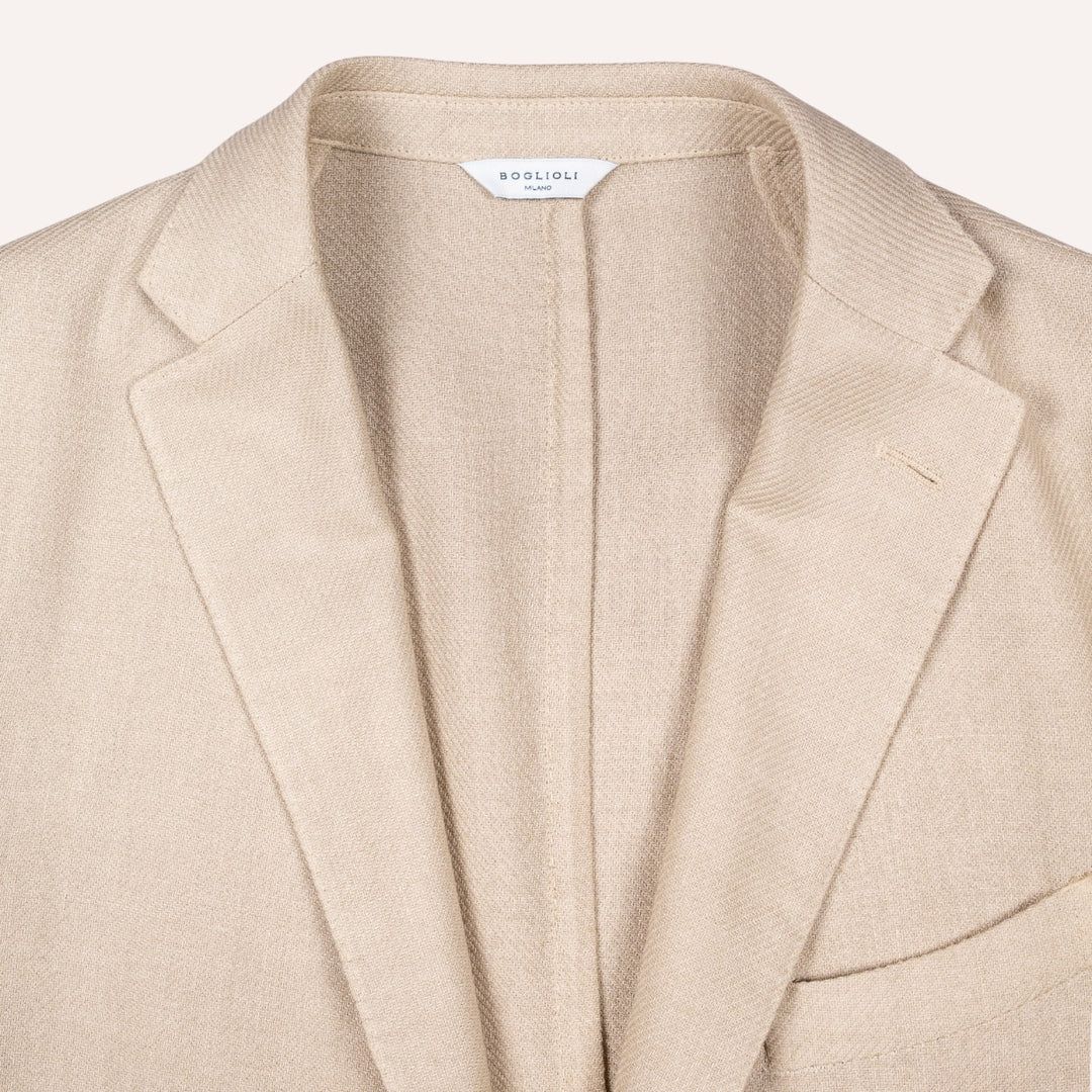 Light Beige Wool Silk Linen Twill Blazer