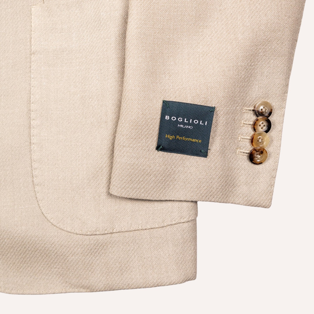 Light Beige Wool Silk Linen Twill Blazer